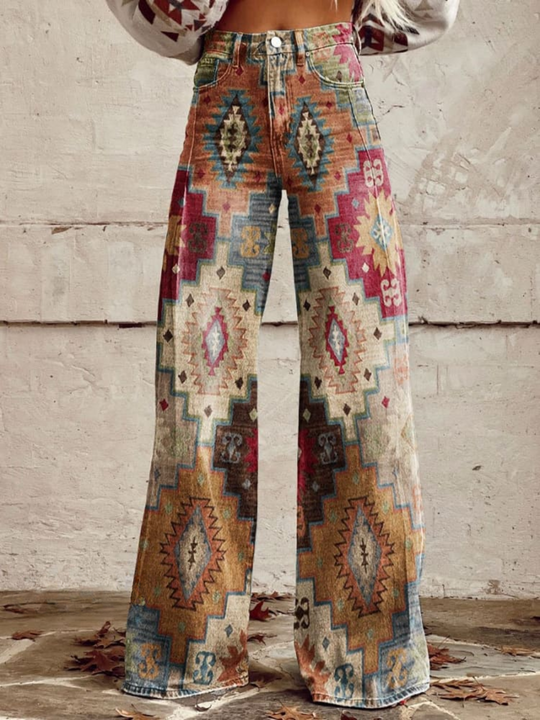 Aldina – Vintage Boho Dames Wijde Pijp Broek