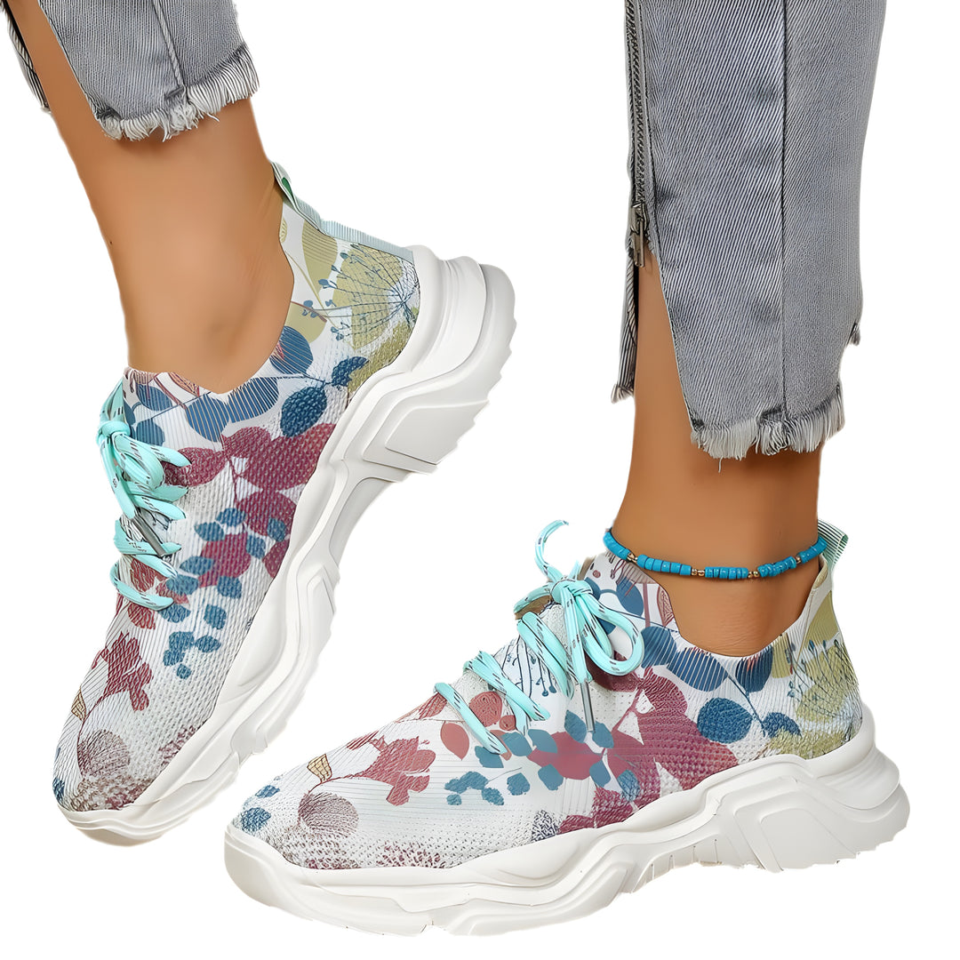 Fiorentina – Sneakers met Bloemenprint en Veters voor Dames