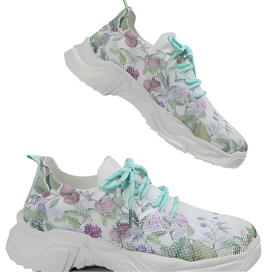 Fiorentina – Sneakers met Bloemenprint en Veters voor Dames