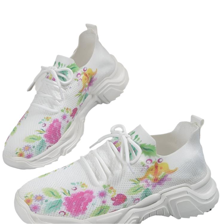 Fiorentina – Sneakers met Bloemenprint en Veters voor Dames