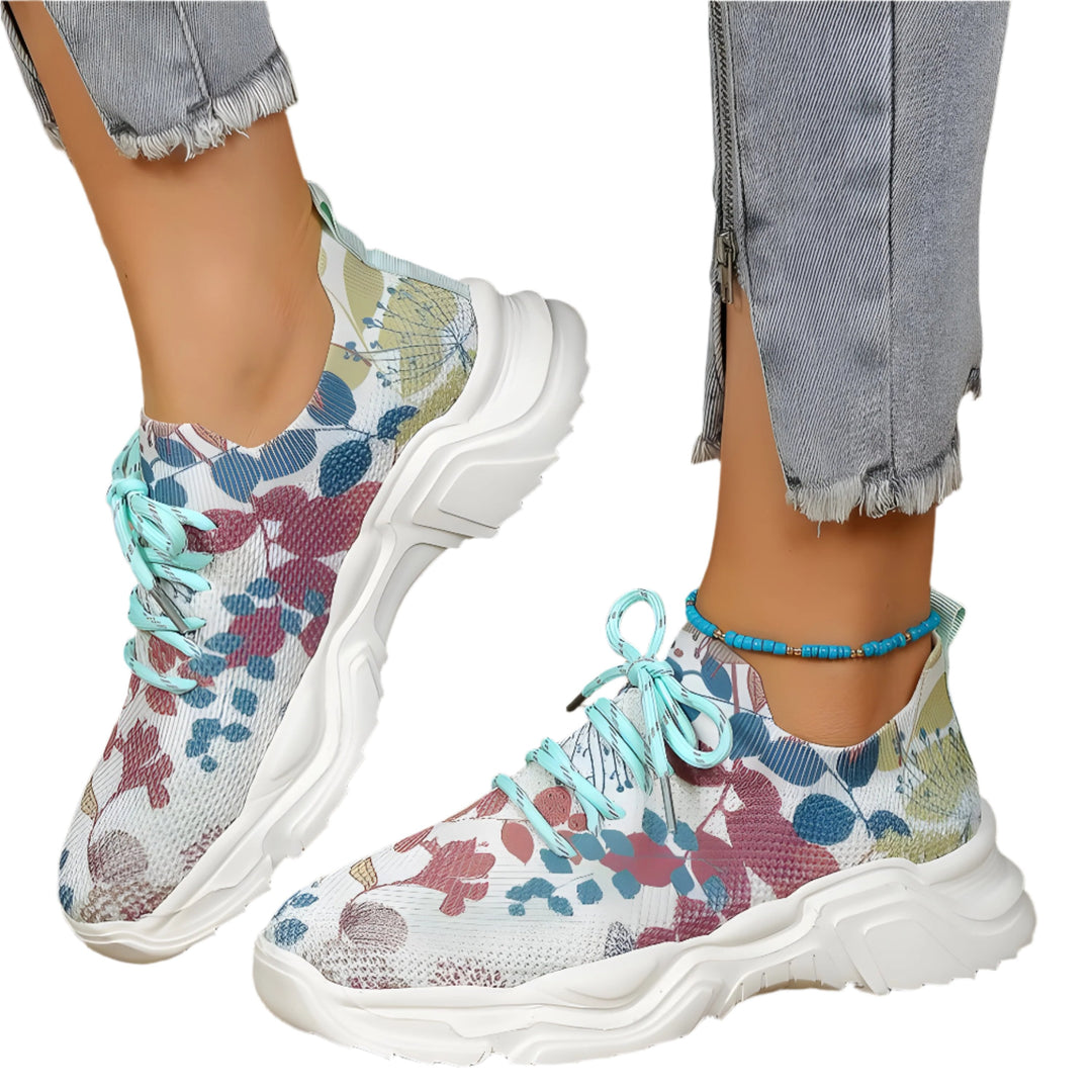 Fiorentina – Sneakers met Bloemenprint en Veters voor Dames