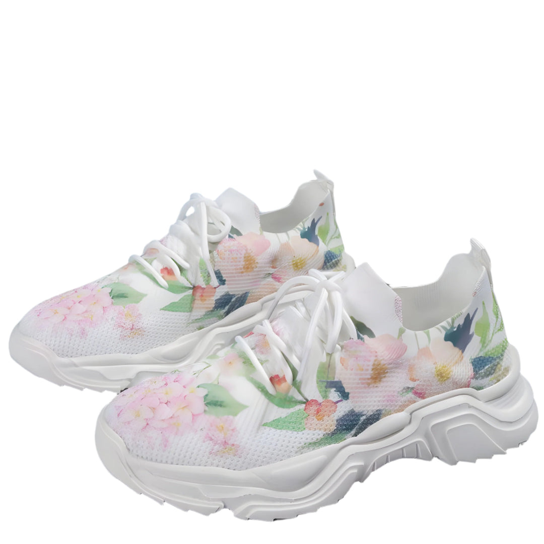 Fiorentina – Sneakers met Bloemenprint en Veters voor Dames