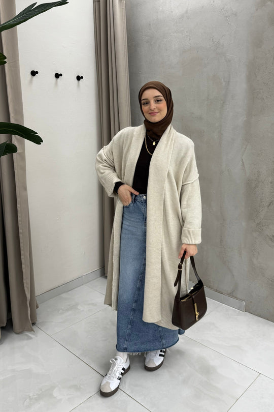 Asiya – Oversized Cardigan Beige voor Dames