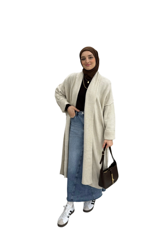 Asiya – Oversized Cardigan Beige voor Dames