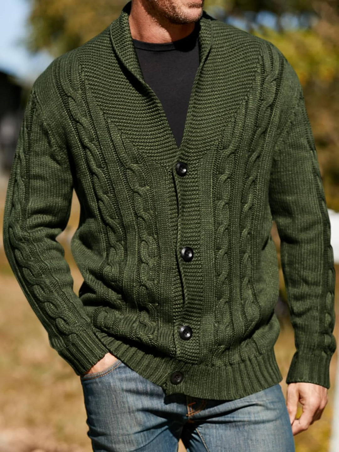 Cooper – Slim-Fit Heren Cardigan met Vlechtpatroon