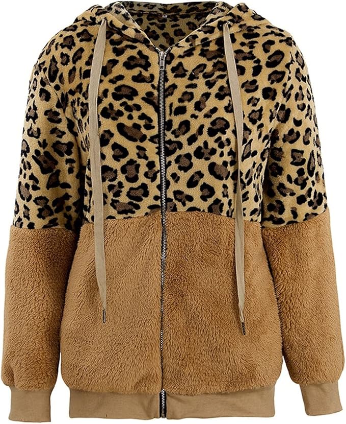 Clara – Oversized Dames Hoodie van Nepbont met Luipaardprint