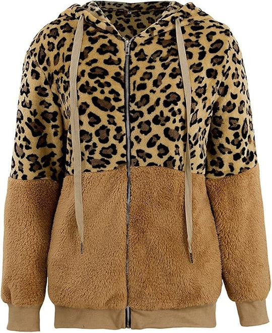 Clara – Oversized Dames Hoodie van Nepbont met Luipaardprint