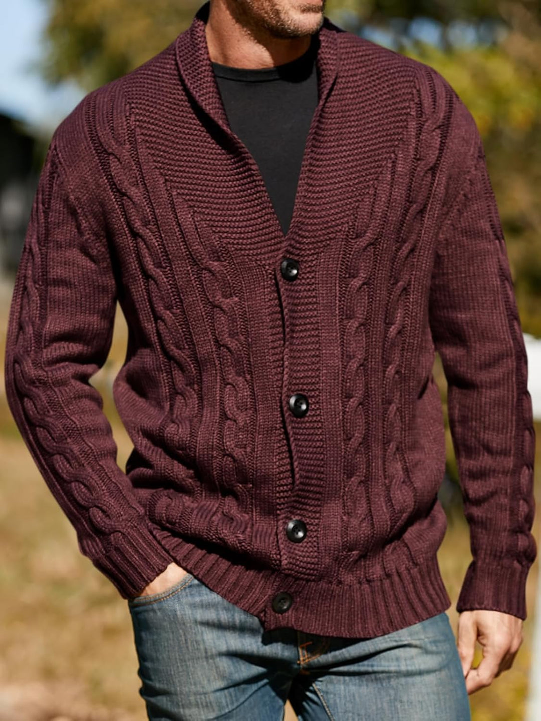 Cooper – Slim-Fit Heren Cardigan met Vlechtpatroon