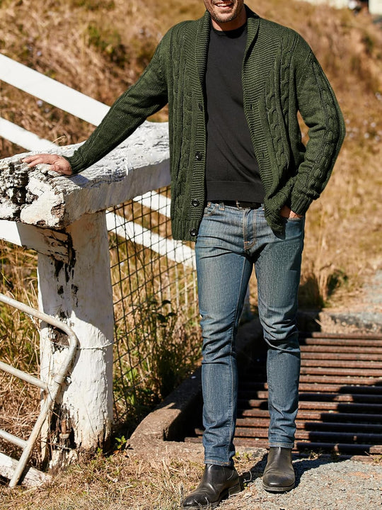 Cooper – Slim-Fit Heren Cardigan met Vlechtpatroon