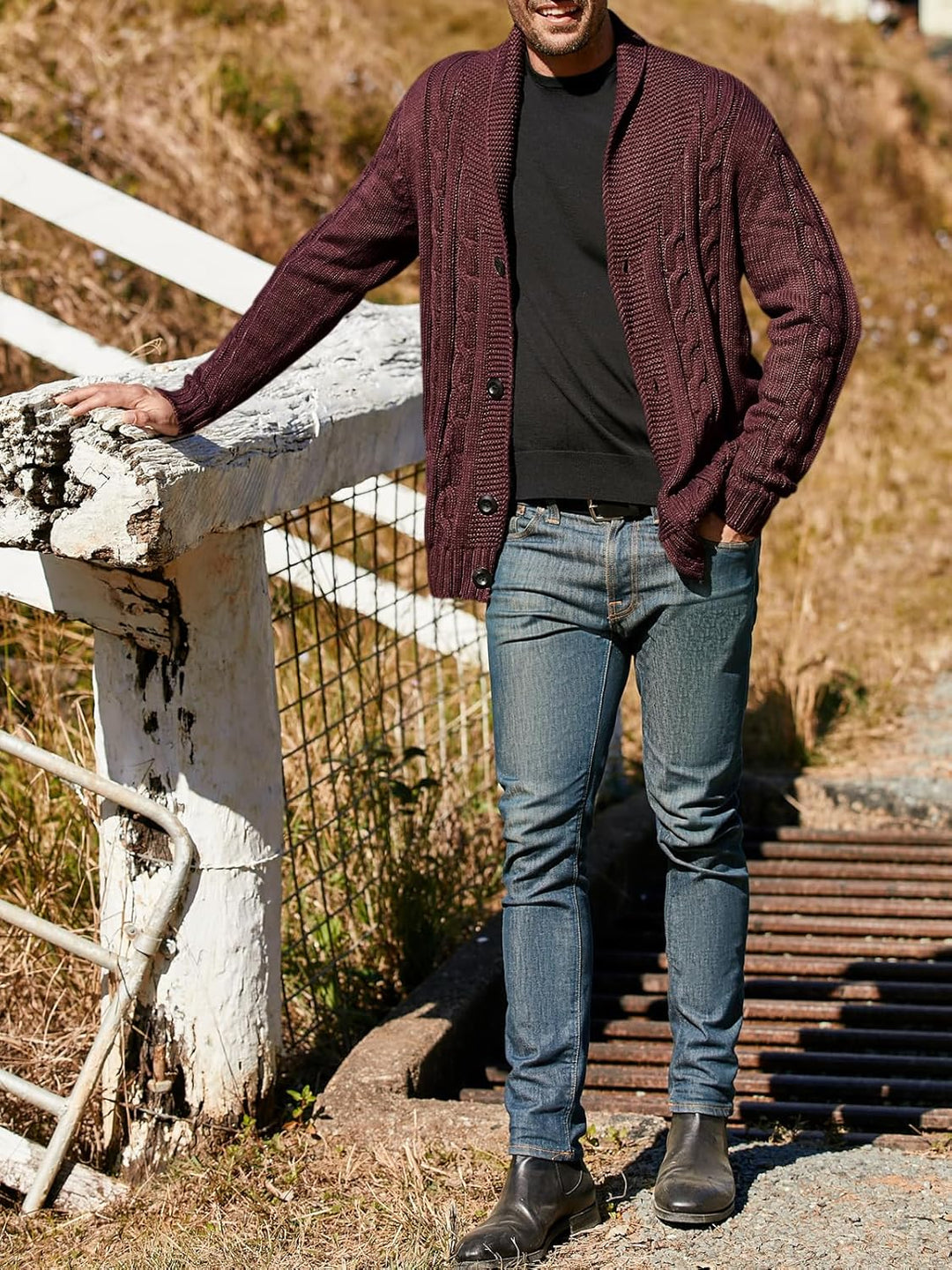 Cooper – Slim-Fit Heren Cardigan met Vlechtpatroon