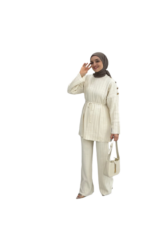 Jamilah – Luxe Creme Loungewear Set voor Vrouwen