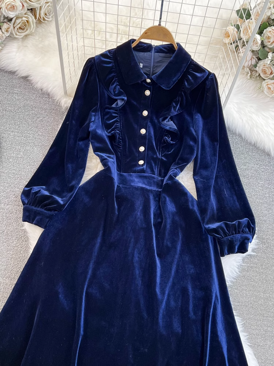 Zhavia – Elegante A-lijn Velours Jurk voor Dames