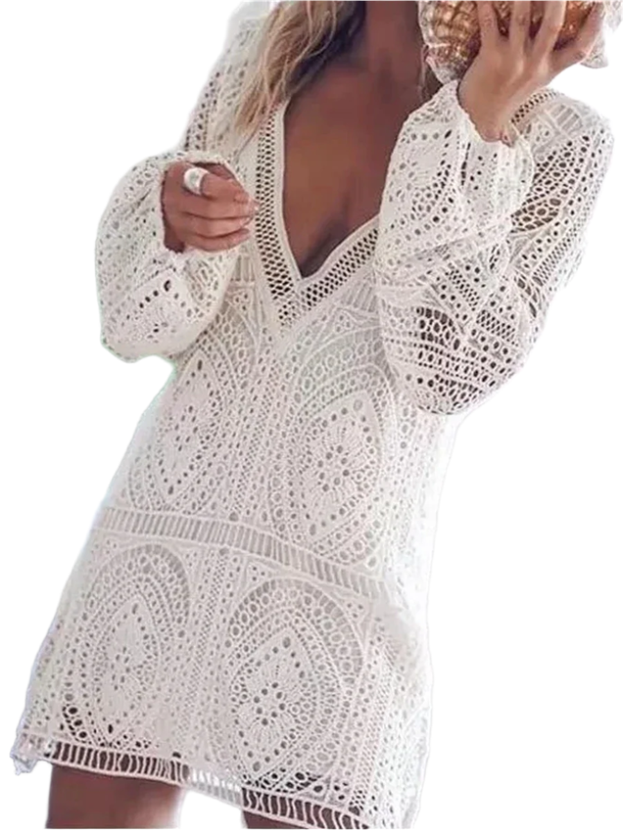 Amélie – Vintage Kant Hollow Pencil Jurk voor Dames