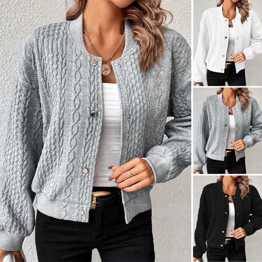 Alessia – Ademend Dames Solid Button Cardigan