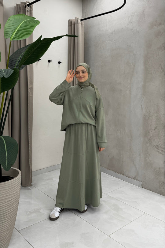 Mariam – Elegante Olive Dames Outfit Set