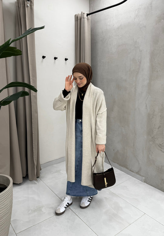 Asiya – Oversized Cardigan Beige voor Dames