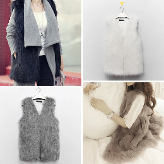 Alessandra – Luxe Faux Fur Dames Mouwloos Jas Vest