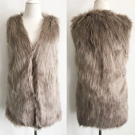 Alessandra – Luxe Faux Fur Dames Mouwloos Jas Vest