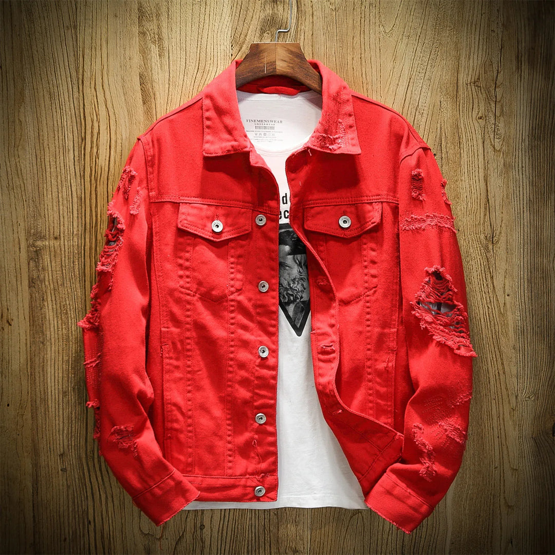 Dave – Trendy Versleten Denim Heren Jas