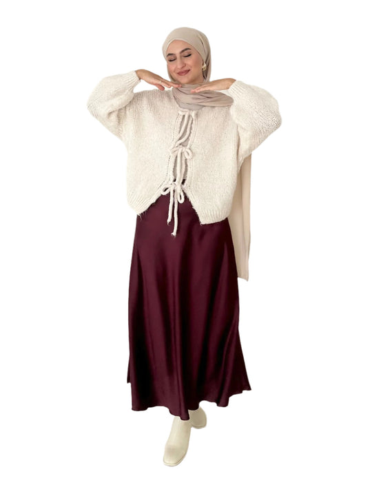 Yara – Elegante Satin Midi Rok voor Dames