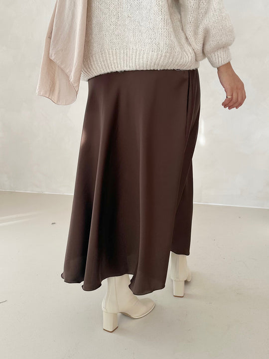 Yara – Elegante Satin Midi Rok voor Dames