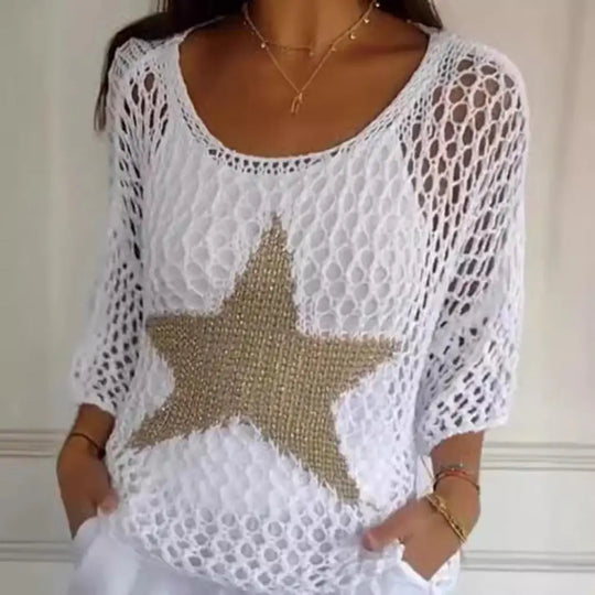 Salma – Ster-Mesh Vrouwen Haakblouse
