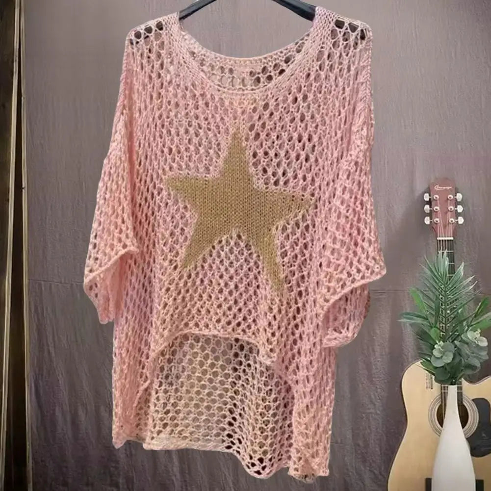 Salma – Ster-Mesh Vrouwen Haakblouse
