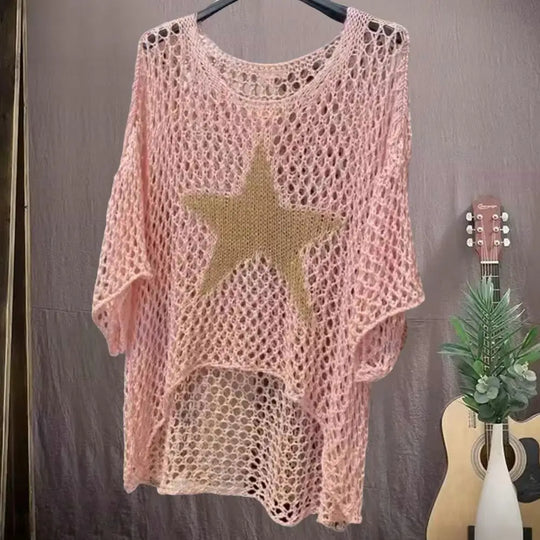 Salma – Ster-Mesh Vrouwen Haakblouse