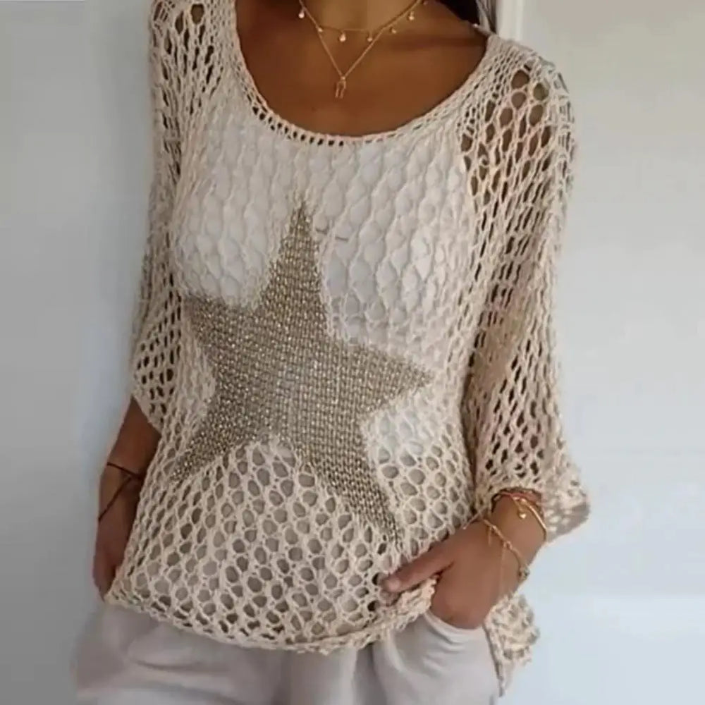 Salma – Ster-Mesh Vrouwen Haakblouse