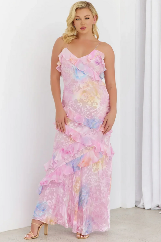 Isabella – Tropische Elegante Ruffle Jurk voor Dames