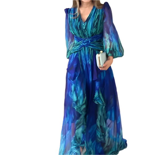 Laila – Franse Retro Chiffon Maxi Jurk voor Dames