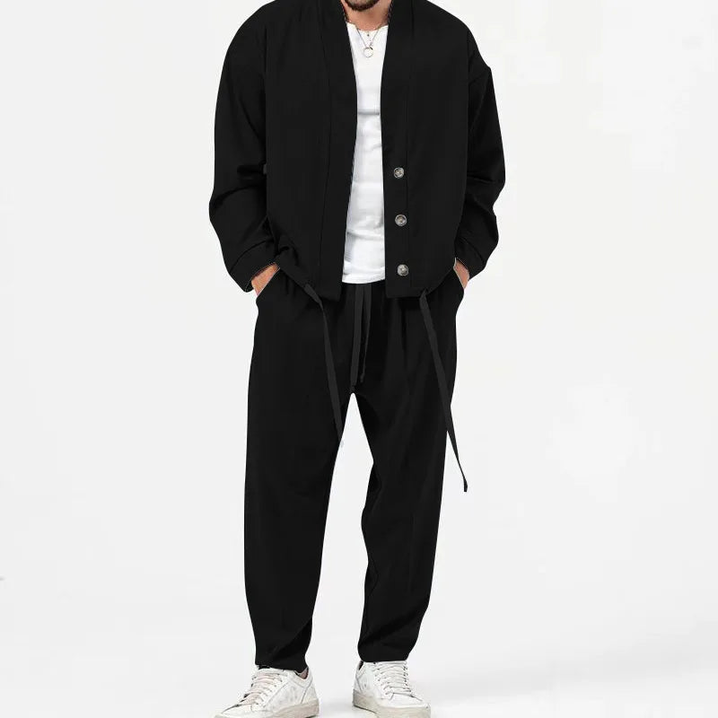 Richard – Mode Heren Cardigan Jack & Broek Sportoutfit Set