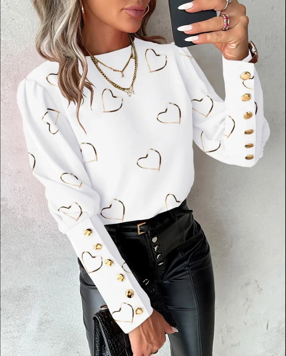 Elena – Chic Geprinte Dames Blouse