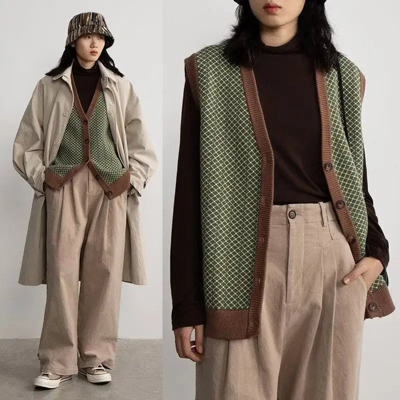 Alexis – Unisex Retro-Inspiratie Losse Gebreide Cardigan Vest