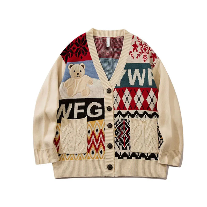 Stefano – Oversized Unisex Kersttrui met Schattige Beer