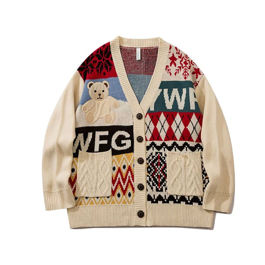 Stefano – Oversized Unisex Kersttrui met Schattige Beer