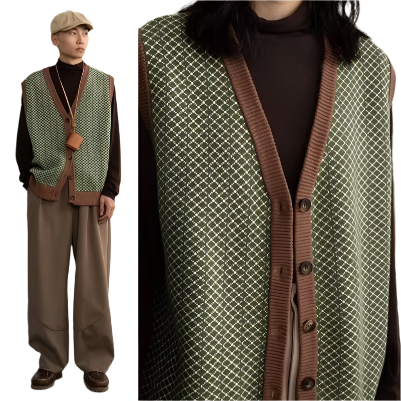 Alexis – Unisex Retro-Inspiratie Losse Gebreide Cardigan Vest