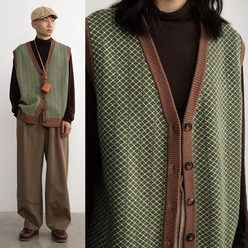 Alexis – Unisex Retro-Inspiratie Losse Gebreide Cardigan Vest