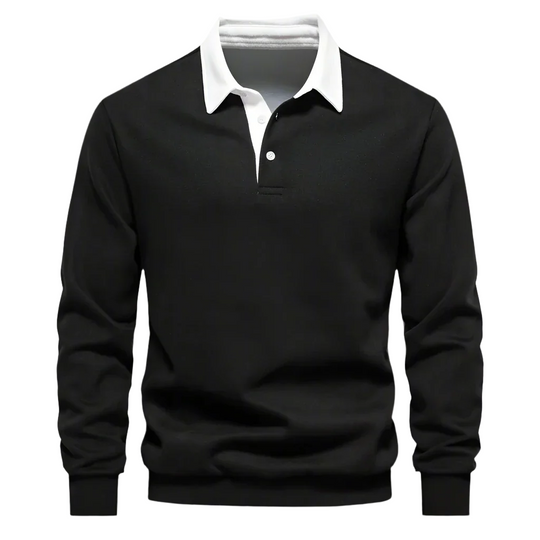 Luca – Klassieke Katoenen Polo-Neck Sweatshirt voor Heren