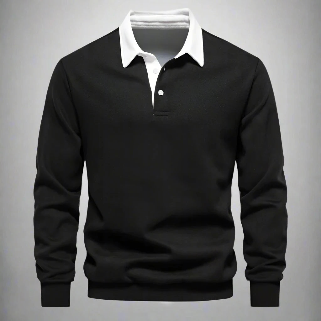 Luca – Klassieke Katoenen Polo-Neck Sweatshirt voor Heren