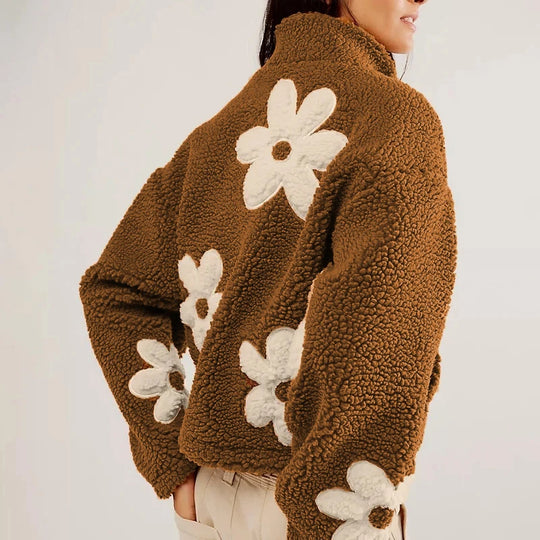 Serena – Elegante Herfst/Winter Bloemen Woljas voor Dames