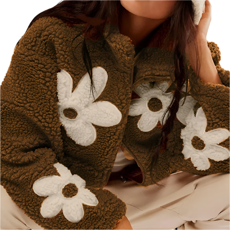 Serena – Elegante Herfst/Winter Bloemen Woljas voor Dames