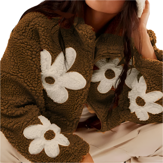 Serena – Elegante Herfst/Winter Bloemen Woljas voor Dames