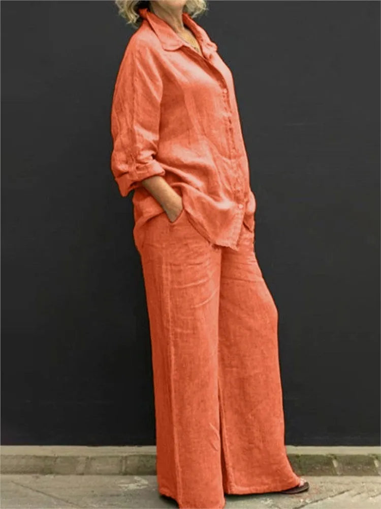 Sofia – Chic Katoen Linnen Vrouwen 2-Piece Set