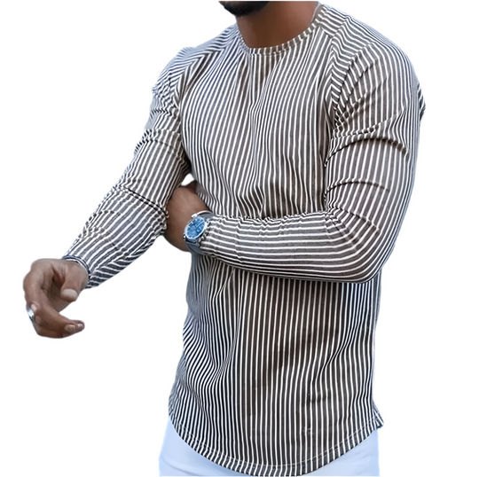 Giovanni – Modern Gestreepte Lange Mouw Sweater voor heren