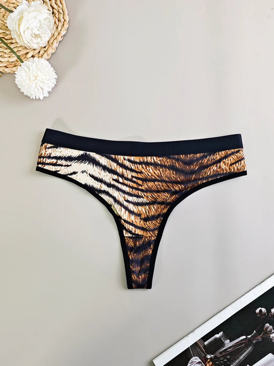 Valentina – Vrouwen's Seamless Leopard Thong Set