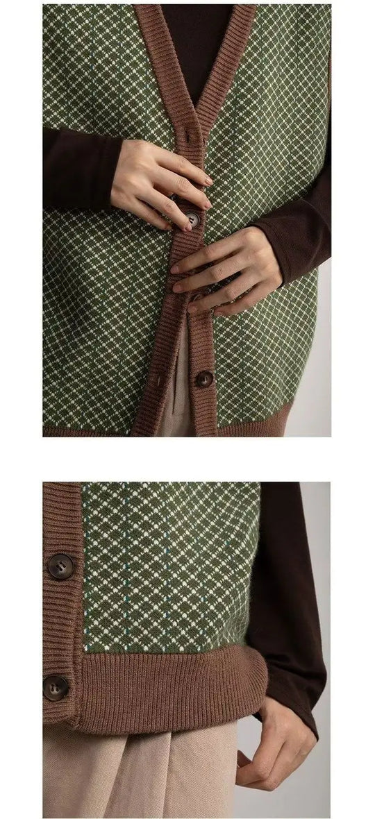 Alexis – Unisex Retro-Inspiratie Losse Gebreide Cardigan Vest