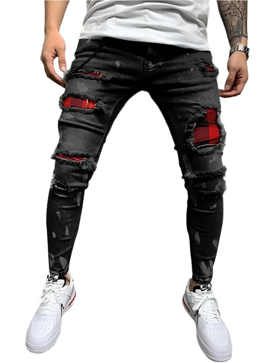 Enzo – Heren Patch Slim Fit Denim Broek