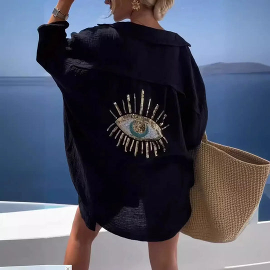 Zulaykha – Mystieke Evil Eye Dames Strandshirt