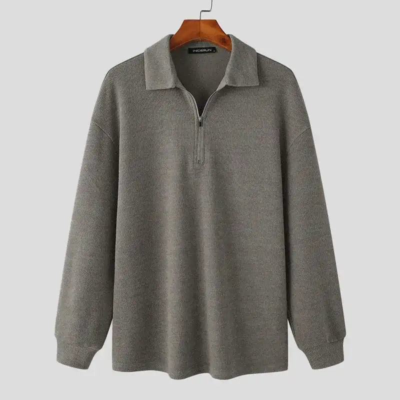 Khalil – Koreaanse Stijl Grof Gebreide Heren Halve-Rits Pullover Shirt